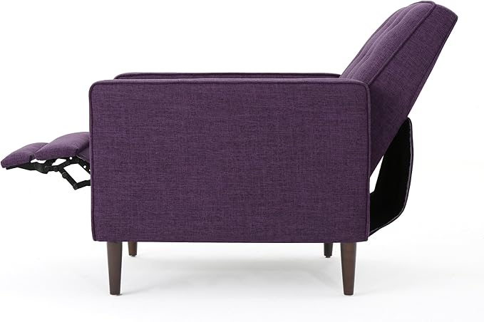 Mid-Century Fabric Rocker Recliner Chair with Tufted Design Adjustable Single Recliner Sofa with Thicker Seat Cushion with Pocket for Living Room Bedroom Apartment (Purple Style1)