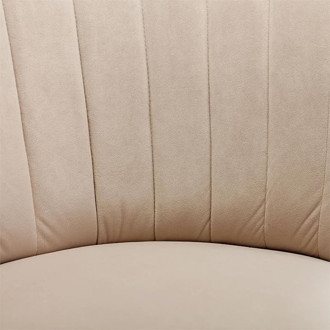 Small Barrel Chair Swivel Barrel Chair with Thicken Backrest Round Accent Chair for Living Room Bedroom Office Comfortable Velvet Fabric Soft High-Density Foam Padding (Beige)