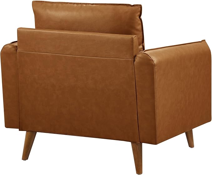 Modway Revive Faux Leather Accent Armchair in Tan