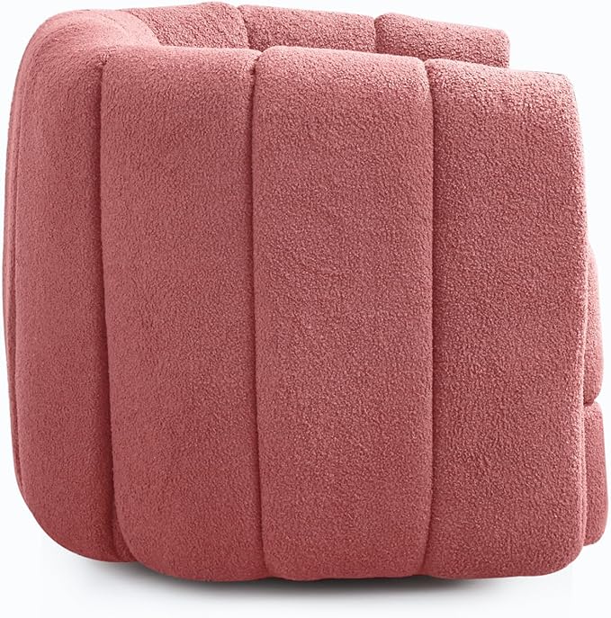 Swivel Accent Chair for Livingroom Teddy Fabric 360 Degree Round Swivel Barrel Armchair Wide Upholstered for Living Room Bedroom Reading Waitingroom (Pink Teddy)