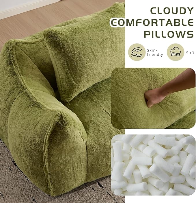 Alpen Loveseat for Small Spaces 75 Boneless Couches for Living Room Love Couch with Armrests Apartment Sofa with Tufted Cushion &amp Backrest No Assembly Green