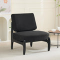 Qulomvs Modern Accent Chair Mid Century Accent Chair with Wooden Frame Upholstered Comfy Reading Chair Armless Side Sofa Chair for Living Room Bedroom (Black Teddy Fabric)