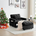 3 in 1 Convertible Sleeper Sofa Chair Modern Pull Out Couch Bed Single Recliner with Adjustable Back Velvet Futon Folding Sofa Bed Chair for Living Room Bedroom Small Spaces (Black)