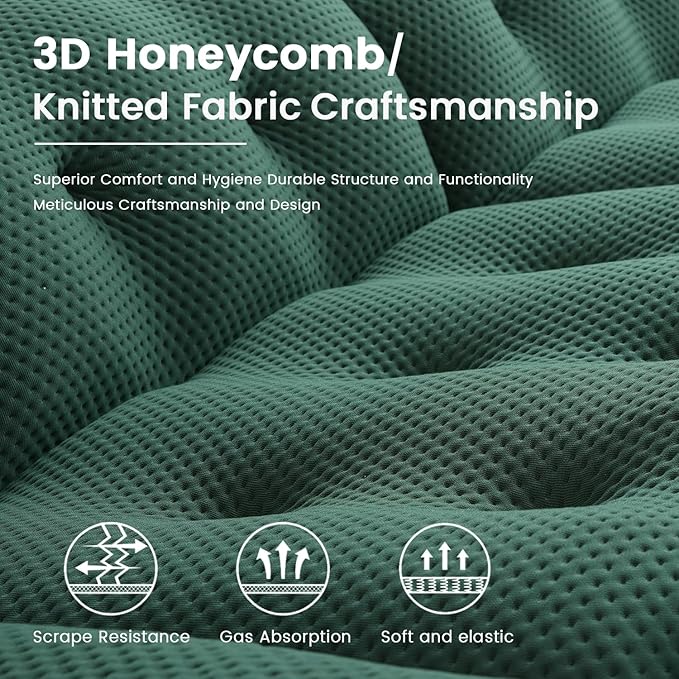 86.6inch Modular Sectional CouchOversized Loveseat Sofa 3D Mesh Fabric Comfy Cloud Sofa Couches Curved Couch for Living Room Office ApartmentNo Assembly Required (Green 86.6)