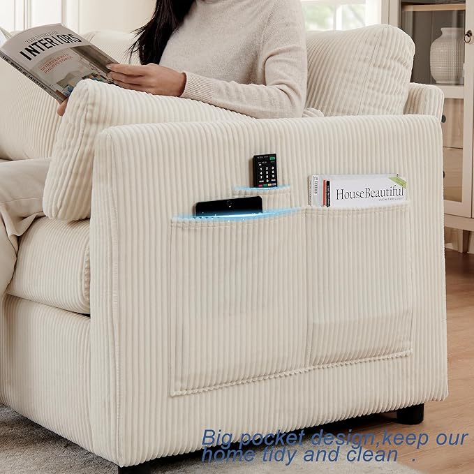 79 Small Couches with Storage Ottoman 3 Seat L Shaped Couch Sectional Sofa with Chaise Lounge for ApartmentDormBonus RoomCompact Spaces. (Beige 3+OTT)