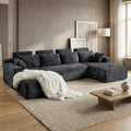134 U-Shape Oversized Cloud Boneless Sofa Couch with Chaise Modern Modular Sectional Comfy U-Shape Cloud Couch Deep Seat No Assembly Required (Grey) | Boneless Sofa Ergonomic Design