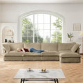 Modular Sectional Couches for Living Room L Shape Couch with 2 Big Pillows and Removable Cover Comfy Cloud Couch Fluffy Deep Seat Long Sofa (Camel 4 Seat + 1 Ottoman)