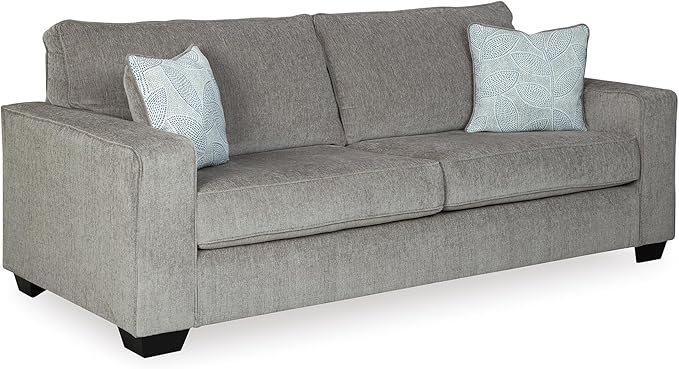 Signature Design by Ashley Altari Modern Queen Sofa Sleeper with 2 Accent Pillows Light Gray