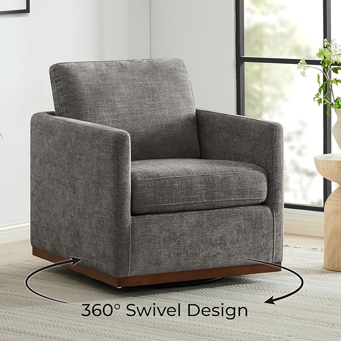 CHITA Swivel Accent Chair FSC Certified Mid Century Modern Arm Chair for Living Room and Bedroom Fully Assembled Grey