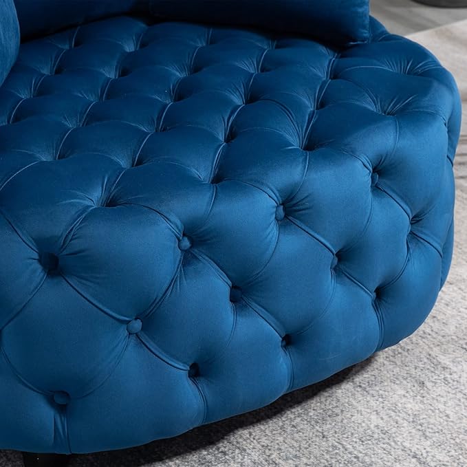 Eafurn 40.6 Wide Oversized Velvet Barrel Accent Chair Modern Round Armchair with Deep Button Tufting &amp 3 Toss Pillows Modern Lounge Chair for Living Room Bedroom Reading Nook