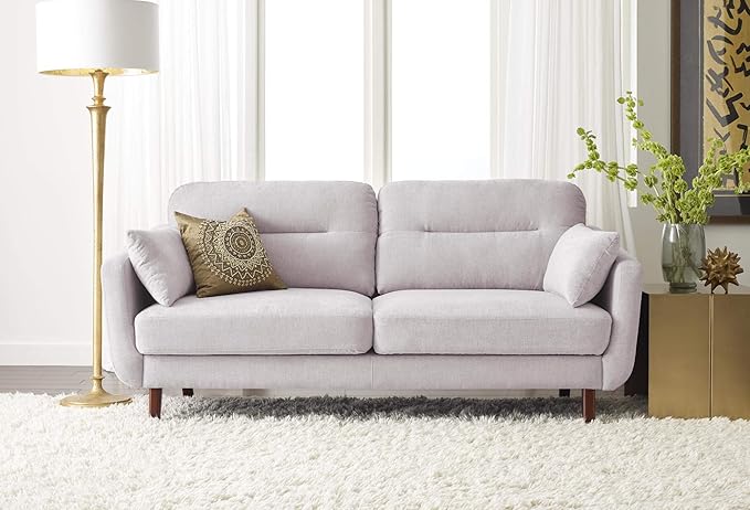 Serta Sierra Living Room Modern Design Microfiber Upholstered Couch Ideal for Smaller Spaces 73 Sofa Ivory