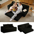 2-in-1 Loveseat Sofa with Pull-Out Bed 70.87 Sleeper Sofa with Comfy Cushions Corduroy Upholstered 2-Seater Cloud Sofa for Living Room Apartment and Small Spaces No Assembly Required (Black)
