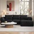 104 Modular Sectional Sofa with Deep Seat L Shaped Cloud Couch for Living Room 3-Seater Boneless Sofa with Movable Ottomans Removable Cover No Assembly Required Graphite Black