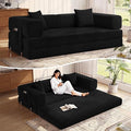 MoonSpeak 78.8''Sleeper Couch Bed for LivingroomConvertible Modular Sofa with Armrest PillowModular Foldable Corduroy Couches in a BoxNo Assembly (Black)