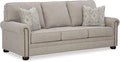 Signature Design by Ashley Gaelon Transitional Sofa with Nailheads and 2 Accent Pillows Beige