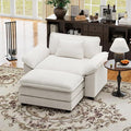 CDCASA 50'' Oversized Chair with Movable Ottoman Velvet Comfy Cloud Sofa Accent Chairs w/Large Seat and Armrests Modern Extra Wide Armchair Reading Chairs for Living Room DIY Combination Beige