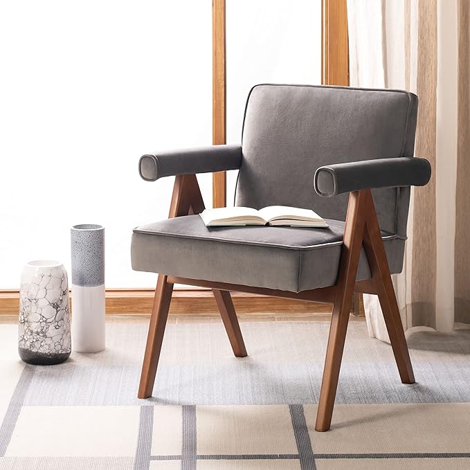 Safavieh Home Collection Suri Navy and Walnut Mid-Century Arm Chair