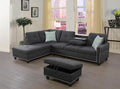 98 Left Hand Facing Sofa with Ottoman and Manufactured Wood FrameL-Shaped Design Sectional Chaise W/Rounded Arms &amp Nailhead Trimfor DormApartmentStudioOfficeCharcoal Grey