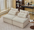 2 Seats Modular Sectional Couches with Neck Pillow &amp Backrest Corduroy Armless Upholstered Loveseat Sofa Chair for Living Room Apartment At Will DIY (Beige)