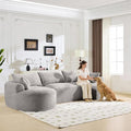 124.5 Oversized Curved Boneless Couches for Living Room Chenille Sectional Sofa with 7 Pillows L-Shape Boneless Couch with Deep Seat High-Density Memory Foam No Assembly Required (Grey)