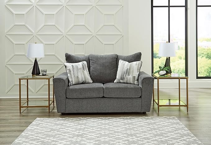 Signature Design by Ashley Stairatt Casual Loveseat with Flared Arms Gray