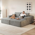 80.3''Oversized Double Lounge Chaise Sofa Bed Boneless Cloud Couch Deep Seat No Assembly Required Modern Corduroy Sleeper Loveseat Chair for Living Room Bedroom Reading(Grey)