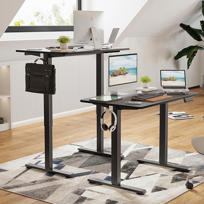 Electric Standing Desk Adjustable Height Stand up Desk Sit Stand Home Office Desk with Splice Board (Black 40 x 24 inches)
