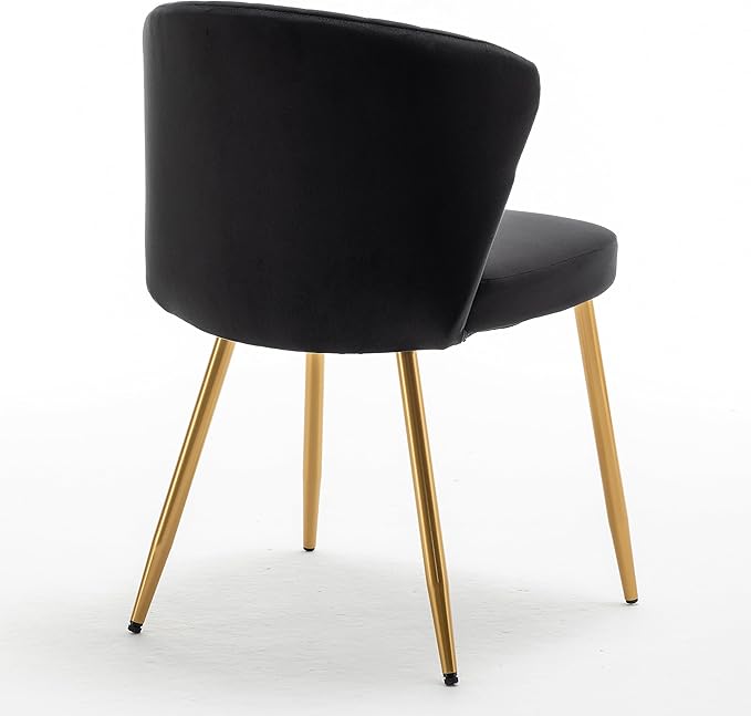 Modern Velvet Accent Chair for Living Room Bedroom Entryway or Small Spaces with Channel-Tufted Design Comfortable and Trendy Armless Seat Black