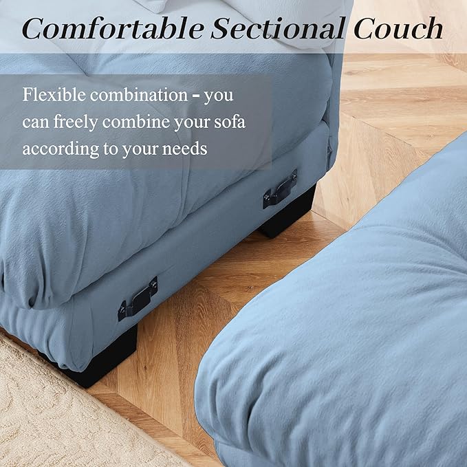 Modular Sectional Sofa for Living Room94.4 U-Shaped Comfy Couch with Ottoman2 Seater Beige Small Couches for Small SpacesFluffy Couch Set with Deep Seat