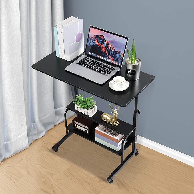 Desk Universal Movable Table Small Spaces Storage Convenient Desk Portable Computer Desk Adjustable Home Office Bedside Home Office Living Room Height Sofa Furniture Desk Size 15.7 * 31.5 Inch Black