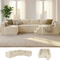 128 U-Shaped Modular Sofa Modern Cloud Couch with Double Chaise Sectional Boneless Couch with Pillows Deep Seat Sofa for Living Room Bedroom No Assembly Required Khaki