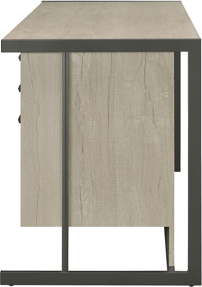 Coaster Home Furnishings - Loomis - Engineered Wood - 60-Inch Desk with Drawers and File Cabinet Drawers Sled Base Contemporary Style - Home Office - Whitewashed Grey - 805881