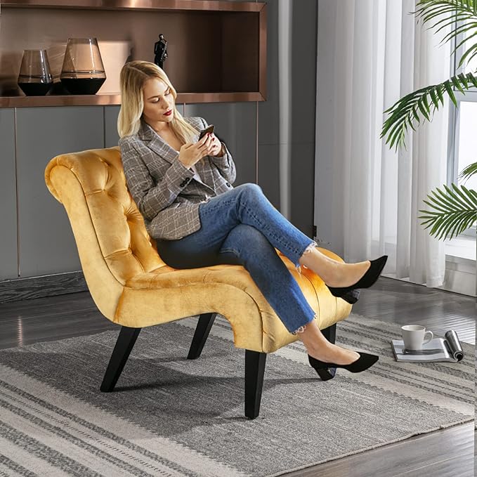 KINFFICT Velvet Accent Lounge Chair for Living Room