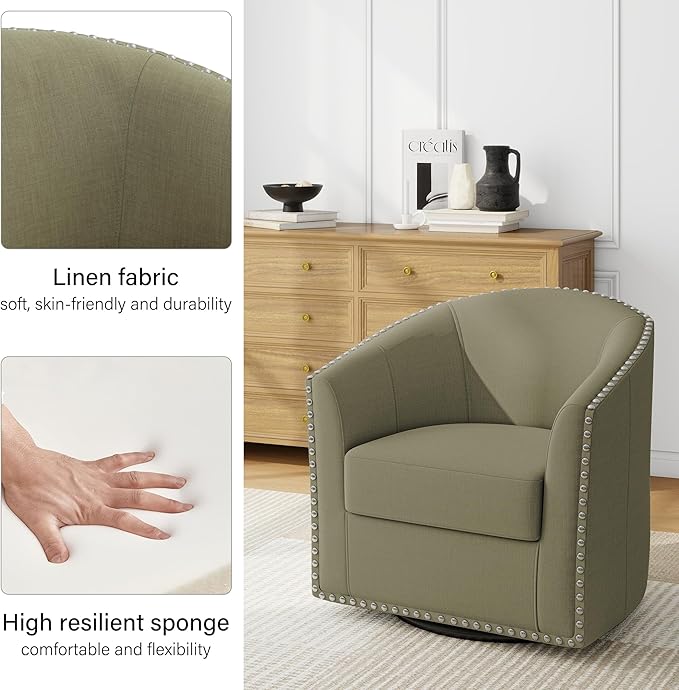 Swivel Barrel Accent Chair Set of 2 Modern Round Small Reading Armchair for Living Room Bedroom-Light Camel