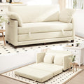 65 Convertible Loveseat Sofa Bed 2-in-1 Folding Sofa Bed with 2 Pillow for Small Spaces Modern Sleeper Couch for Apartment Living Room &amp Guest Room (Corduroy Beige 65 inch)