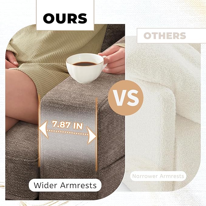 Modern Sofa 3-Seats Couches for Living Room Chenille Loveseat with USB/Type-C Port Side Pocket Recliner Small Sofa Comfy Couch Easy to Install (89 inch Brown)