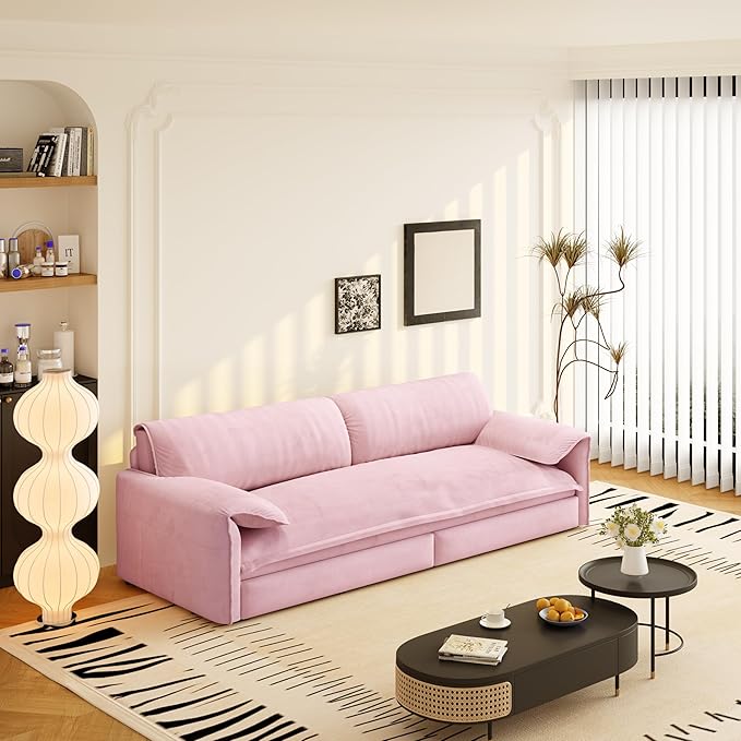 66 Convertible Queen Size Sleeper Sofa Couch Bed Pull Out Sleeper Sofabed for Living Room 3 in 1 Multi-Functional Oversized Cloud Futon Loveseat Recliner Lounge Chaise w/Side StorageSoft Armrest