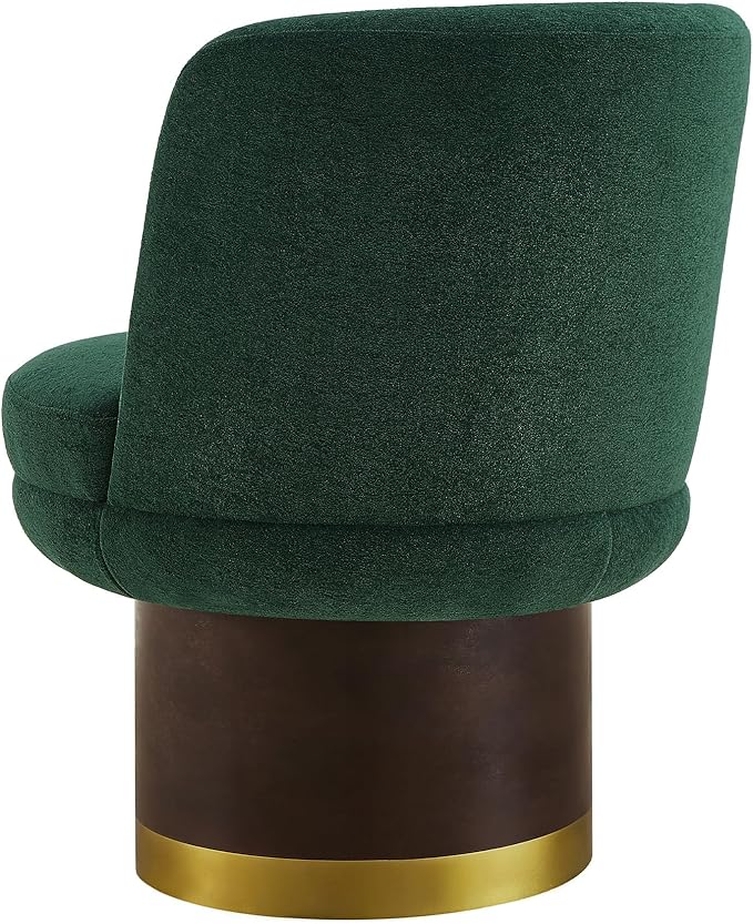 Christopher Knight Home Mirin Upholstered 360° Swivel Accent Chair Chenille Fabric Swivel Barrel Chair Modern Vanity Chair for Living Room Bedroom Green+Brown