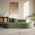 94.5 Modern Curved Sofa 3-Seater Comfy Foam Couch with 2 Pillows Frameless &amp No Assembly Required Cloud Couch for Living Room Green