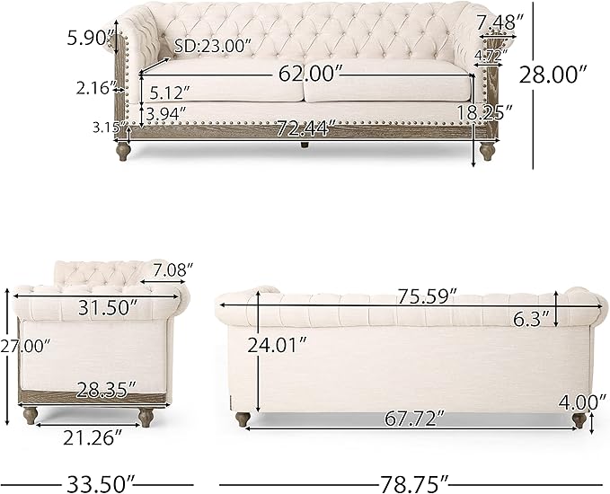 Christopher Knight Home Castalia Sofas Beige + Dark Brown