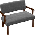 Accent Chair 2 Seat Upholstered Reading Leisure Chair Bench with Solid Wood Frame (Gray)