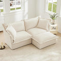 Modular Sectional Sofa Cloud Couch 83.4 Comfy 2-Seat L Shaped Couch with Ottoman &amp Removable Cover Oversized Sofa Set for Living Room Apartment Beige Chenille