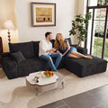 95 Modular Sectional Couch Boneless L Shaped Cloud Sofa with Chaise Lounge Corduroy Upholstered Couches Memory Foam Deep Seat No Assembly Required Ideal for Living Room(Black Right Facing)