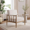 Nathan James Spencer Boucle Accent Chair Bohemian Armchair with Solid Wood Frame and Upholstered Foam Cushion Cream/Light Brown