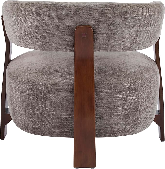 Christopher Knight Home Kled Upholstered Lounge Chair Indoor with Wooden Frame Modern Accent Chair for Living Room Comfy Reading Armchair with 3 Legs Design Thick Cushions Brown + Walnut