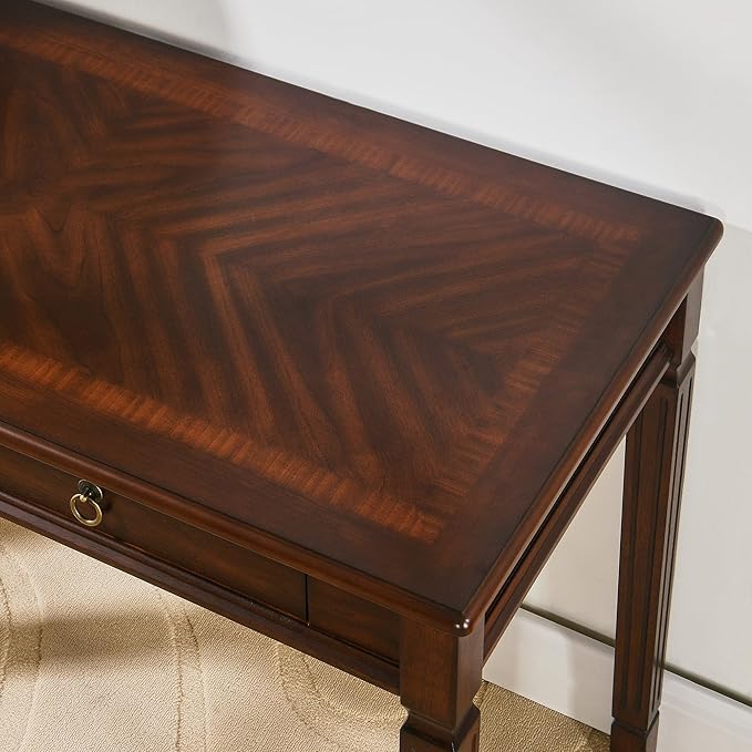 Vintage Wooden Writing Desk with 2 Drawers Solid Computer Desk Workstation 46in Wide Study Table for Home Office Small Secretary Table in Cherry Walnut BSZ-D1258