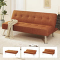 Furnimart Futon Sofa Bed 66 Corduroy Convertible Futon Couch with 3-Position Adjustable Backrest Solid Wood Frame Sleeper Sofa for Small Space Living Room Apartment Office Burnt Orange
