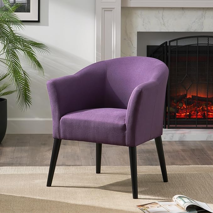 Plush Fabric Armchair: Comfortable Stylish Office &amp Living Room Chair with Wooden Legs