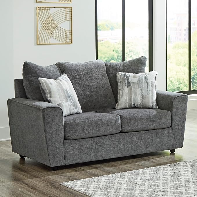 Signature Design by Ashley Stairatt Casual Loveseat with Flared Arms Gray