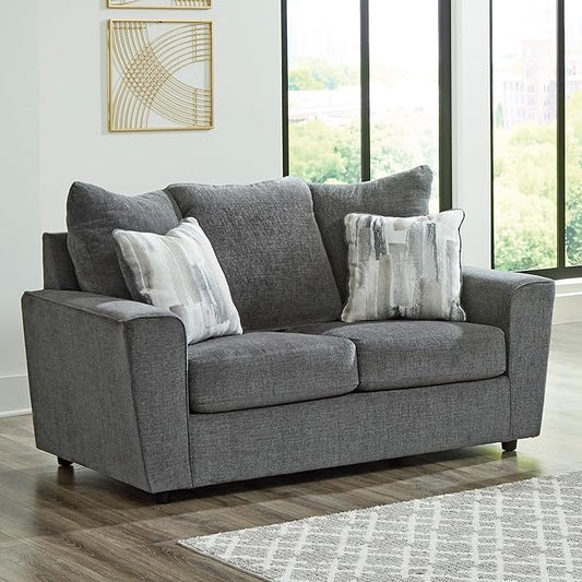 Signature Design by Ashley Stairatt Casual Loveseat with Flared Arms Gray